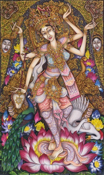 Saraswati. The goddess of knowledge, wisdom, and creativity in Bali.