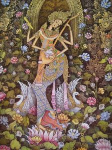 Saraswati. The goddess of knowledge, wisdom, and creativity in Bali.