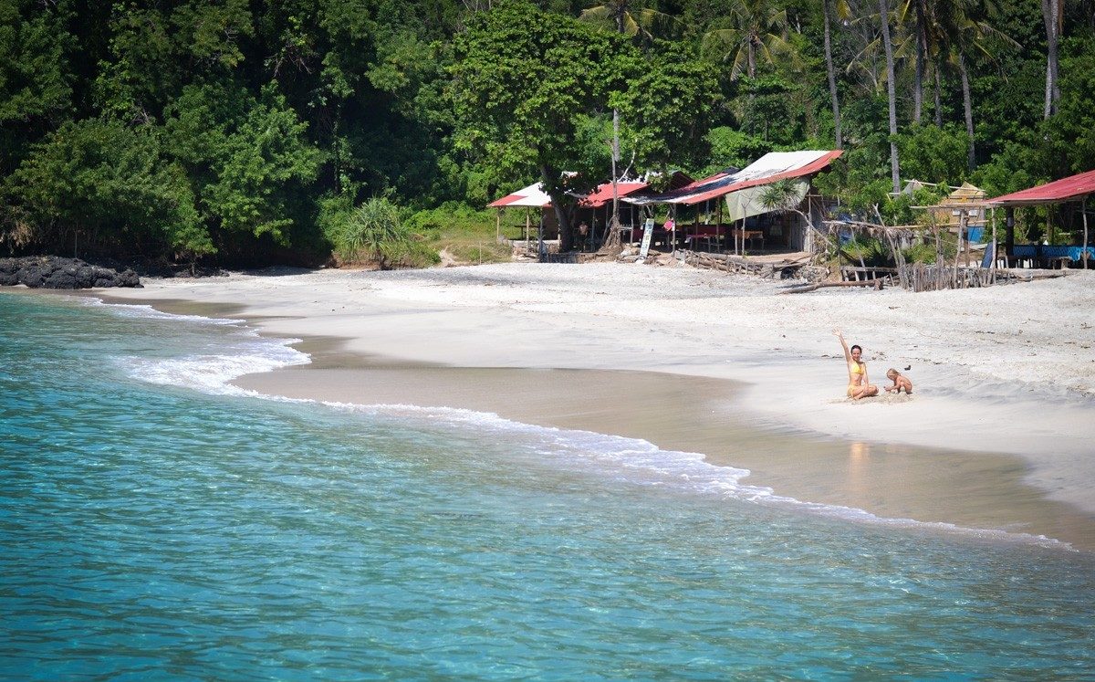 Padang Bay. Beautiful white sandy beaches on the east side of Bali island.