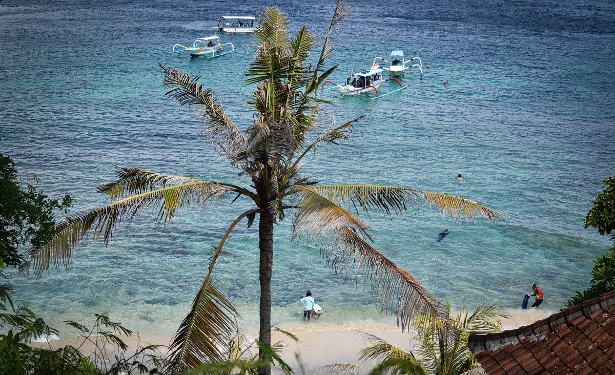 Padang Bay. Beautiful white sandy beaches on the east side of Bali island.