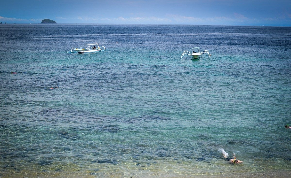 Padang Bay. Beautiful white sandy beaches on the east side of Bali island.